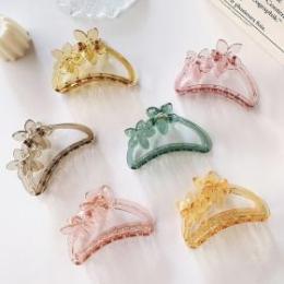 韓國(guó)超仙氣 ins 風(fēng)透明花朵抓夾  后腦勺固定發(fā)夾抓夾 一元店貨源